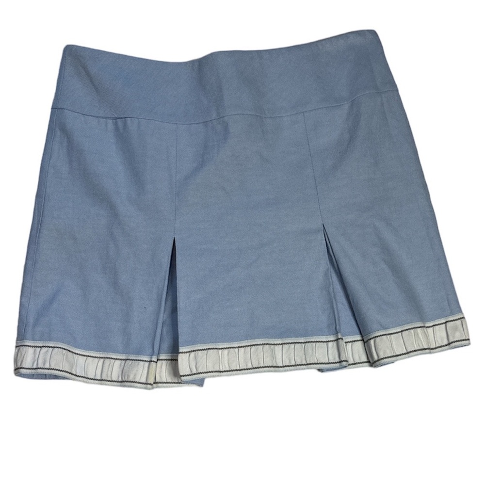 Blue Pleated Skort with Decorative Trim